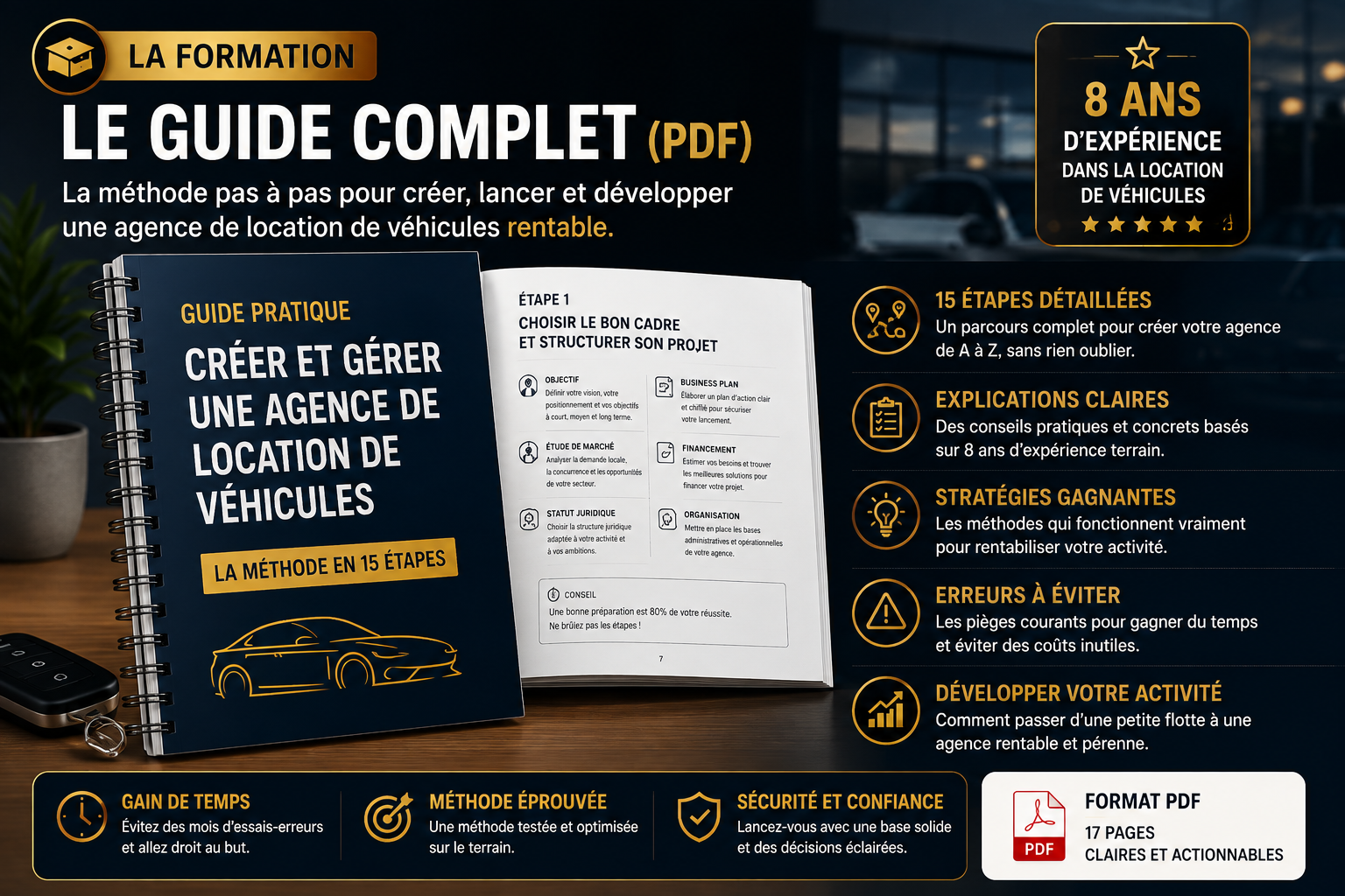 Guide PDF en 15 étapes pour créer une agence de location de véhicules