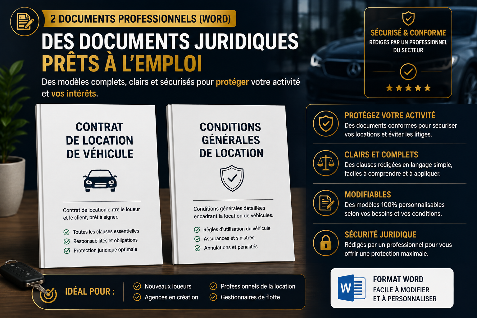 Deux modèles Word personnalisables pour la location de véhicules